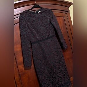 Alice + Olivia Dark Plum and Black Patterned Dress Size 6